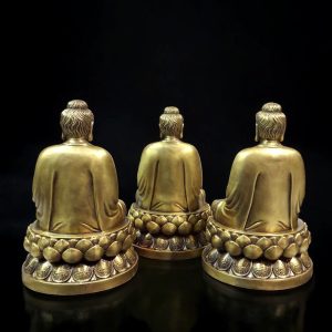 a group of gold statues