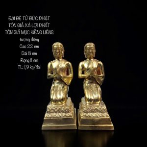 Tượng Đồng Tôn Giả Xá Lợi Phất a pair of gold statues
