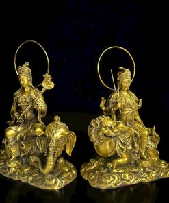 Bộ Tượng Phật Văn Thù Sư Lợi & Phổ Hiền Bồ Tát Bằng Đồng