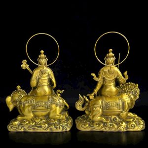 Bộ Tượng Phật Văn Thù Sư Lợi & Phổ Hiền Bồ Tát Bằng Đồng