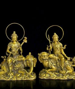 Bộ Tượng Phật Văn Thù Sư Lợi & Phổ Hiền Bồ Tát Bằng Đồng