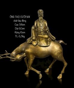TƯỢNG ÔNG THỌ CƯỠI NAI BẰNG ĐỒNG