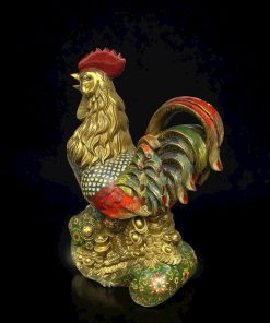 TƯỢNG ĐỒNG PHÁP LAM GÀ TRỐNG NGŨ SẮ