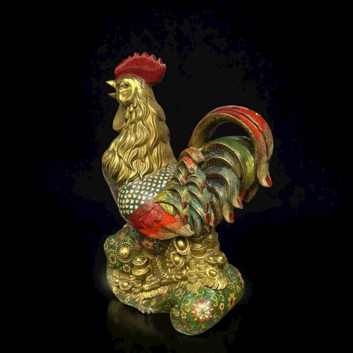 TƯỢNG ĐỒNG PHÁP LAM GÀ TRỐNG NGŨ SẮ