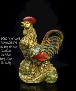 TƯỢNG ĐỒNG PHÁP LAM GÀ TRỐNG NGŨ SẮ