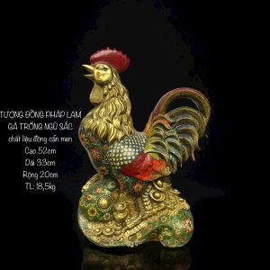 TƯỢNG ĐỒNG PHÁP LAM GÀ TRỐNG NGŨ SẮ