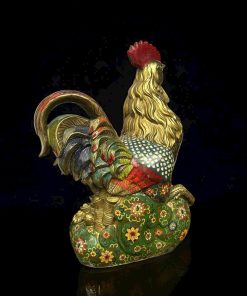 TƯỢNG ĐỒNG PHÁP LAM GÀ TRỐNG NGŨ SẮ
