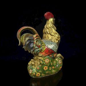 TƯỢNG ĐỒNG PHÁP LAM GÀ TRỐNG NGŨ SẮ
