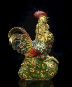 TƯỢNG ĐỒNG PHÁP LAM GÀ TRỐNG NGŨ SẮ