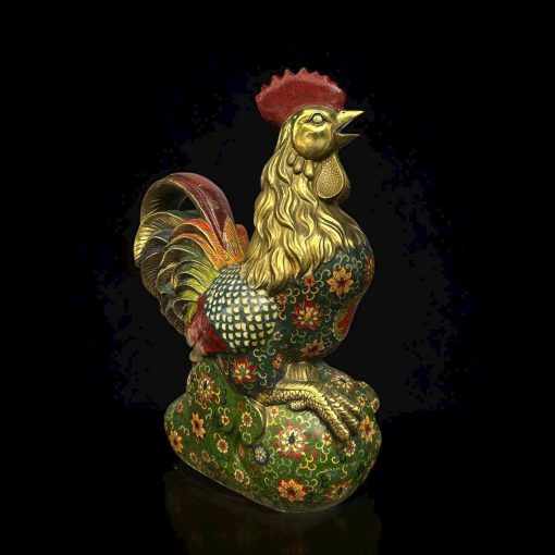 TƯỢNG ĐỒNG PHÁP LAM GÀ TRỐNG NGŨ SẮC