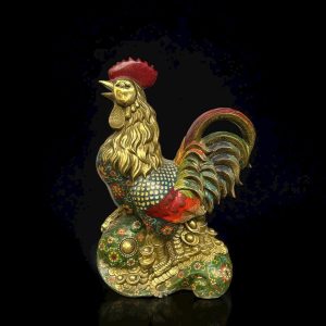 TƯỢNG ĐỒNG PHÁP LAM GÀ TRỐNG NGŨ SẮC